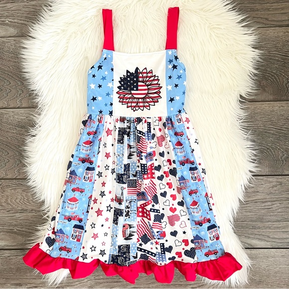 Other - Girl Boutique Floral Patriotic Dress